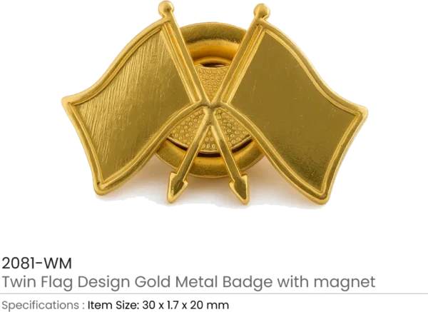Twin Flag Badge, Gold