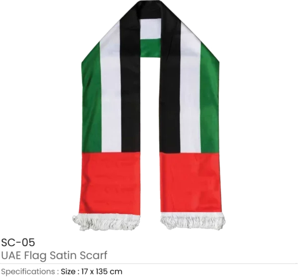 UAE Flag Satin Scarf with Frills