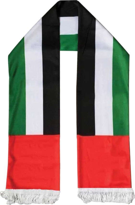 UAE Flag Satin Scarf with Frills