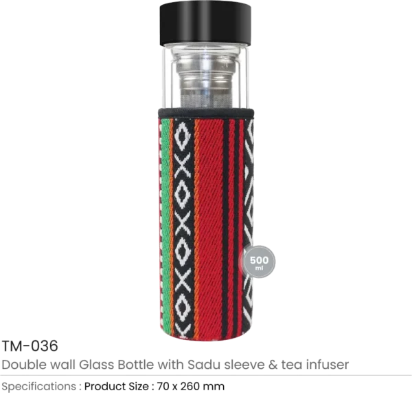 Glass Bottle with Sadu Sleeve, 500 ml