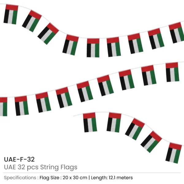 UAE String Flags, 32 Pieces