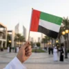 UAE Hand Flag A4 with Wooden Pole