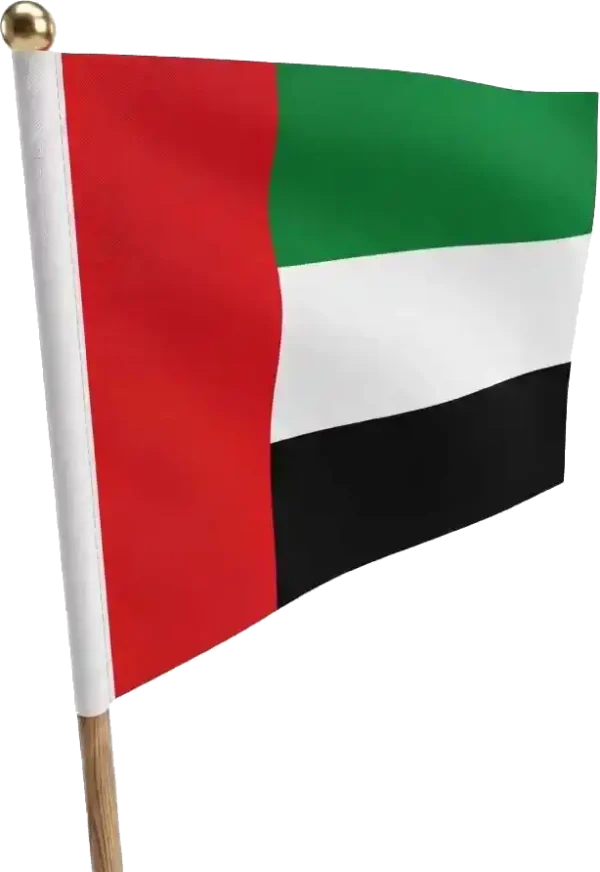 UAE Hand Flag A4 with Wooden Pole
