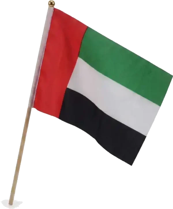 UAE Hand Flag A4 with Wooden Pole