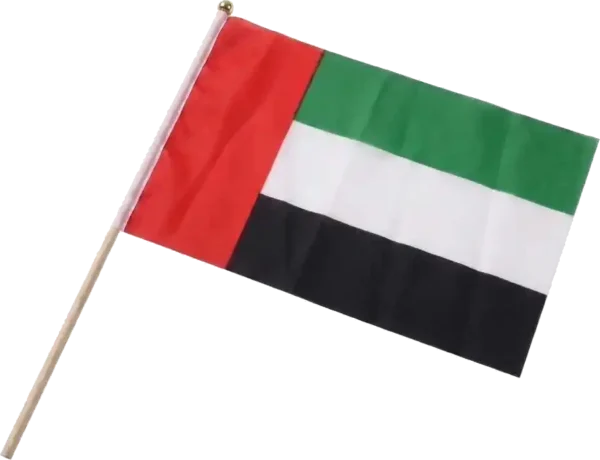 UAE Hand Flag A4 with Wooden Pole
