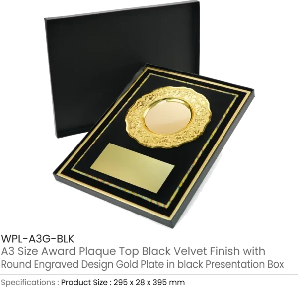 A3 Award Plaque with Gold Plate